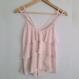 Abercrombie & Fitch Cami XL Pink Tiered Ruffle Swing Chiffon Fairy Whimsy Tank